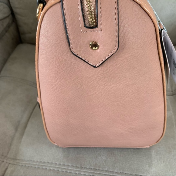 Peach Structured Satchel with Gold Accents - Picture 5 of 15